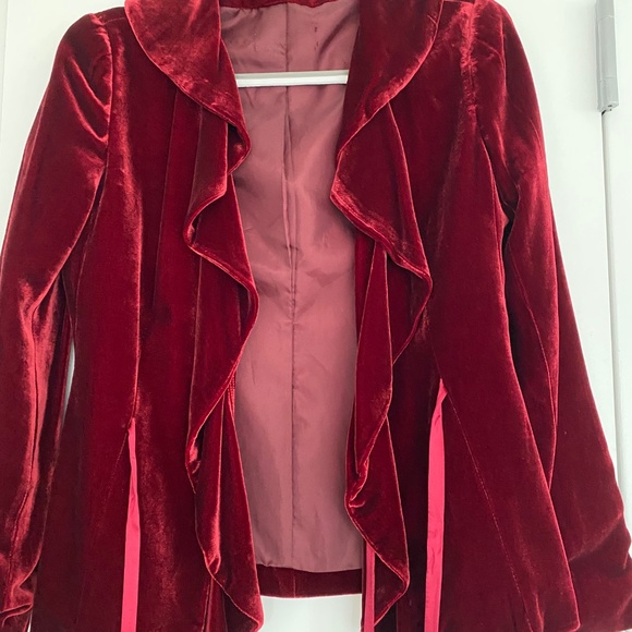 Vintage velvet long sleeve dressy jacket - Picture 2 of 9